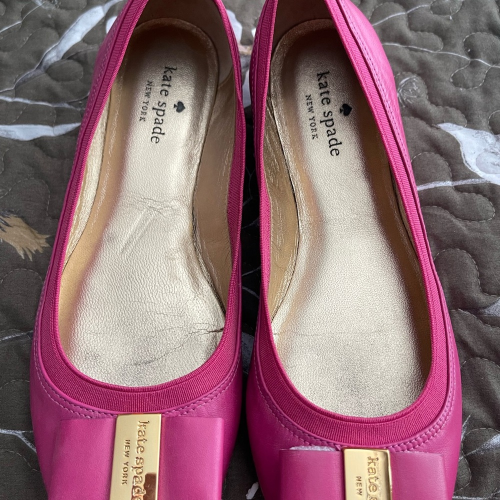 Kate Spade Fuchsia Loafers with Gold Accents